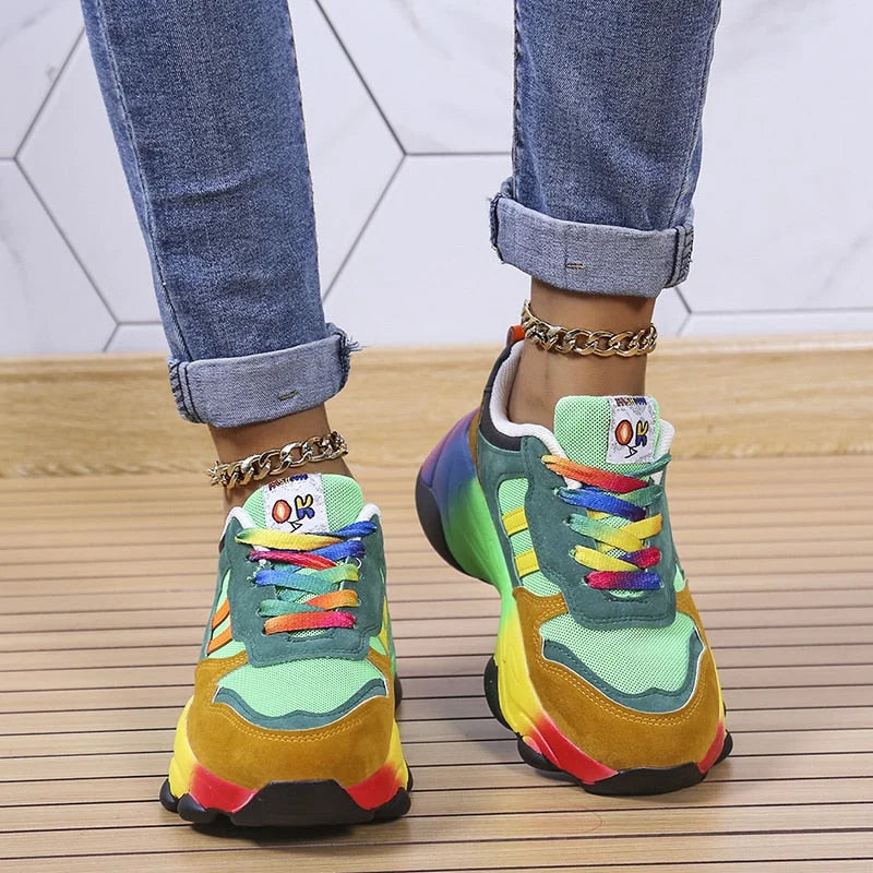 Jolie - Baskets colorées avec semelle épaisse pour femme