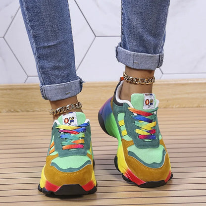 Jolie - Baskets colorées avec semelle épaisse pour femme