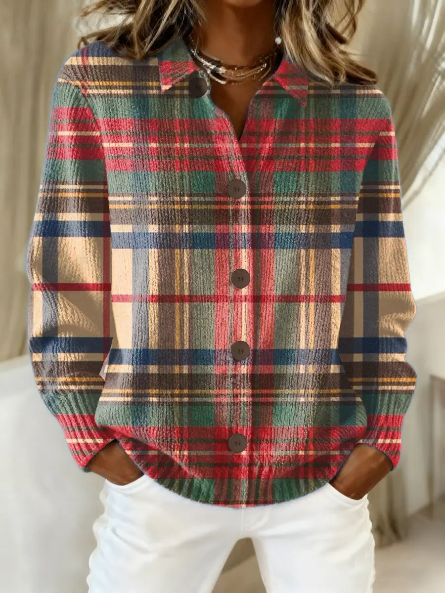 Mila – Blouse de Noël à carreaux