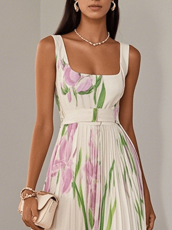 Robe Longue Plissée en Mousseline - Élégance Intemporelle