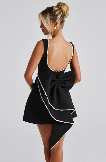 Hollis - Robe Mini Élégante avec Nœud de Perles