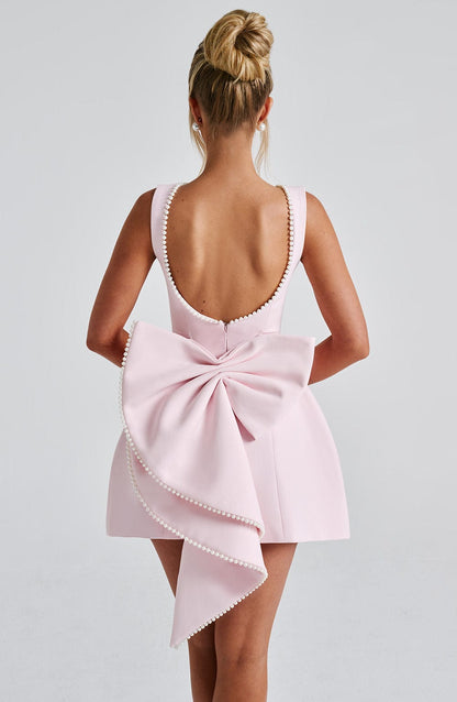 Hollis - Robe Mini Élégante avec Nœud de Perles