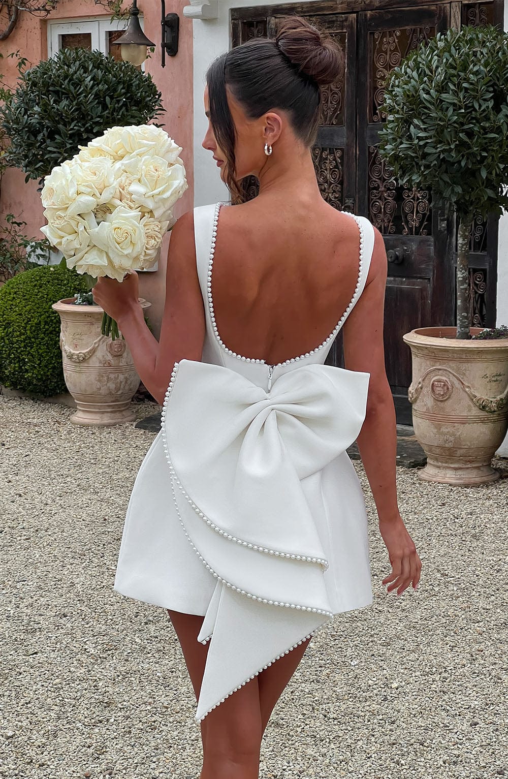Hollis - Robe Mini Élégante avec Nœud de Perles