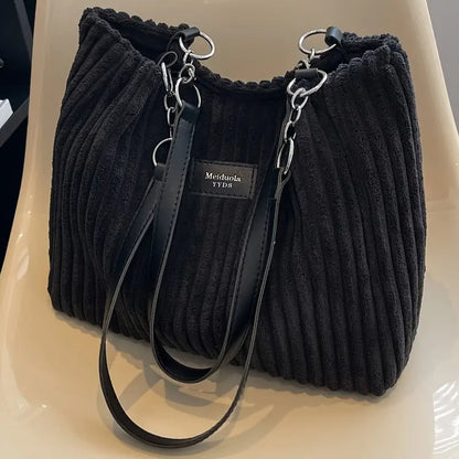 Onyx - Sac à Bandoulière en Velours Côtelé de Grande Capacité
