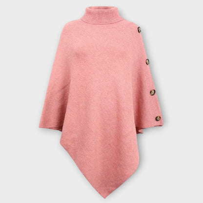 Poncho en Maille Douce avec Détails Boutonnés