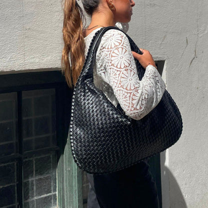 Sac à Bandoulière Femme Grande Tressé avec Design Doux et Slouchy