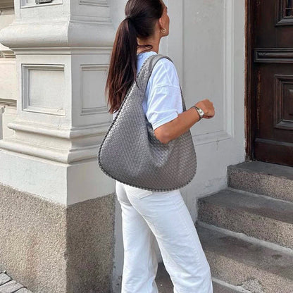Sac à Bandoulière Femme Grande Tressé avec Design Doux et Slouchy