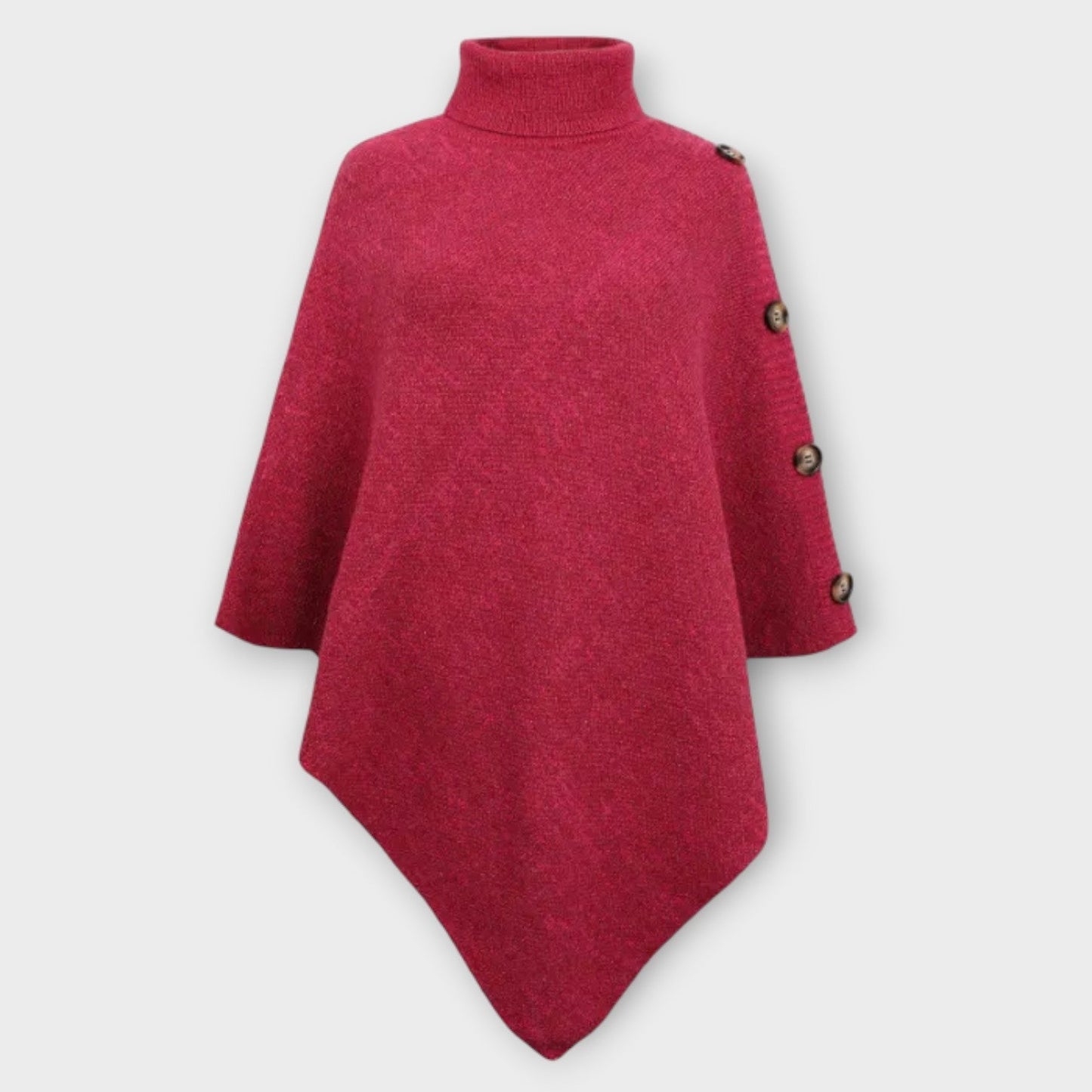 Poncho en Maille Douce avec Détails Boutonnés
