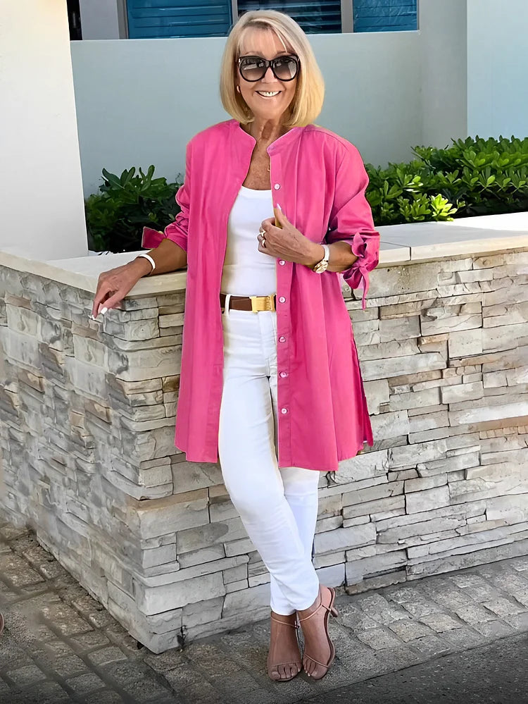 Elliora - Veste Chemise en Coton avec Dos Froncé