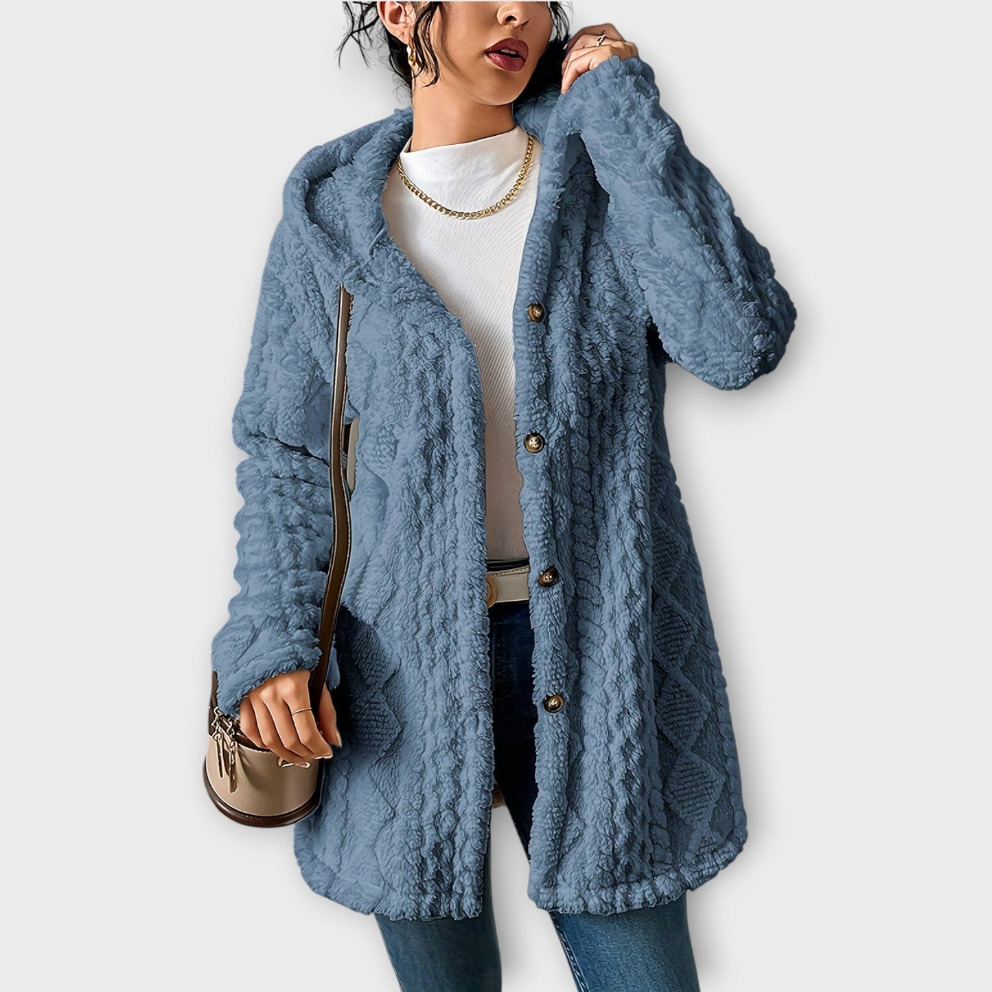 Veste d'Hiver avec Capuche Texturée et Confortable