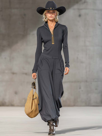 Ensemble Rétro Sportif avec Haut et Pantalons Amples