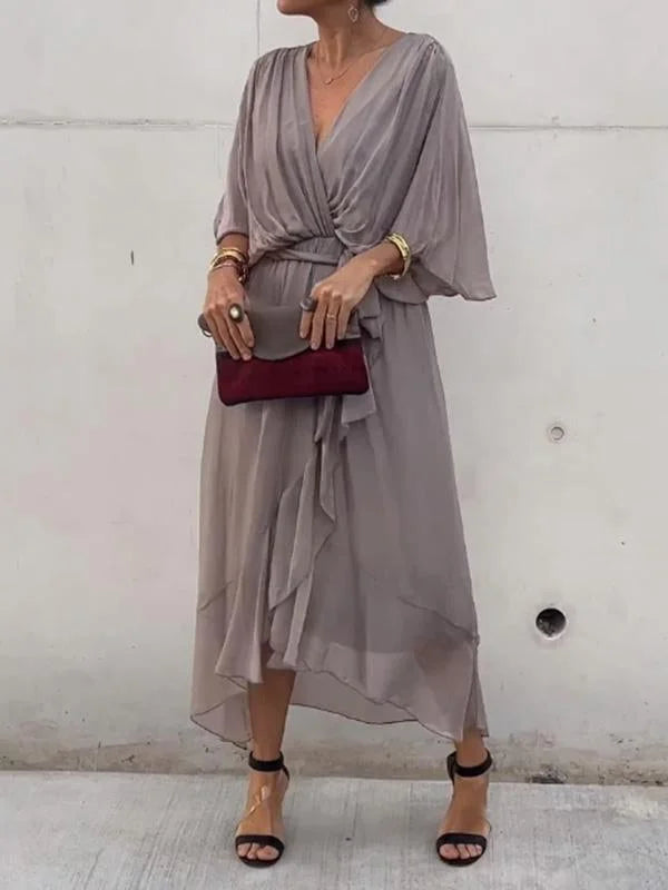 Loisa - Robe en Chiffon Élégante avec Décolleté en V