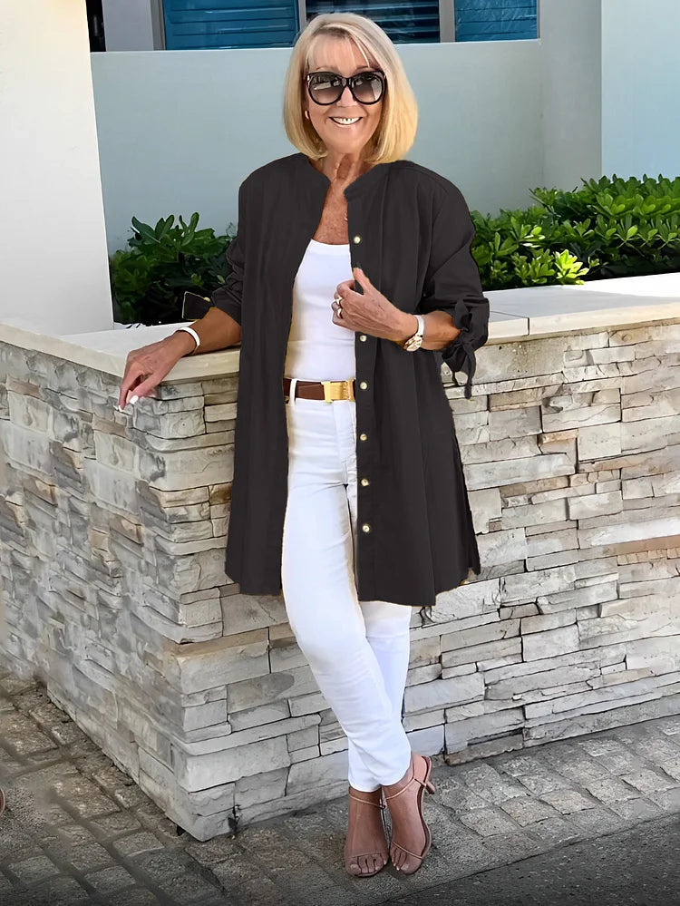 Elliora - Veste Chemise en Coton avec Dos Froncé