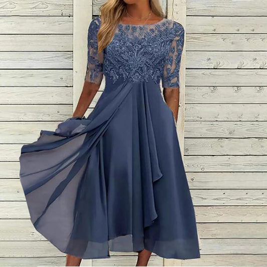 Scarlett™ - Robe Midi avec Manches en Dentelle