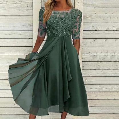 Scarlett™ - Robe Midi avec Manches en Dentelle