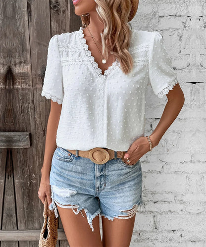 Maxine - Élégante Blouse d'Été à Col V