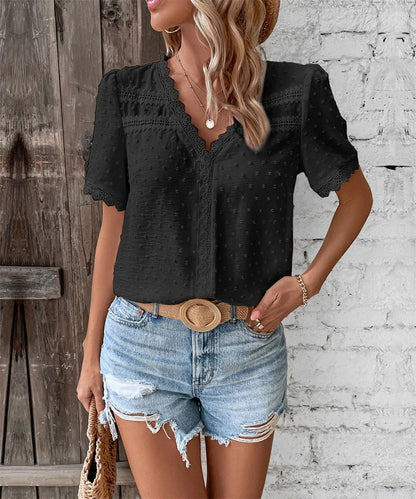 Maxine - Élégante Blouse d'Été à Col V