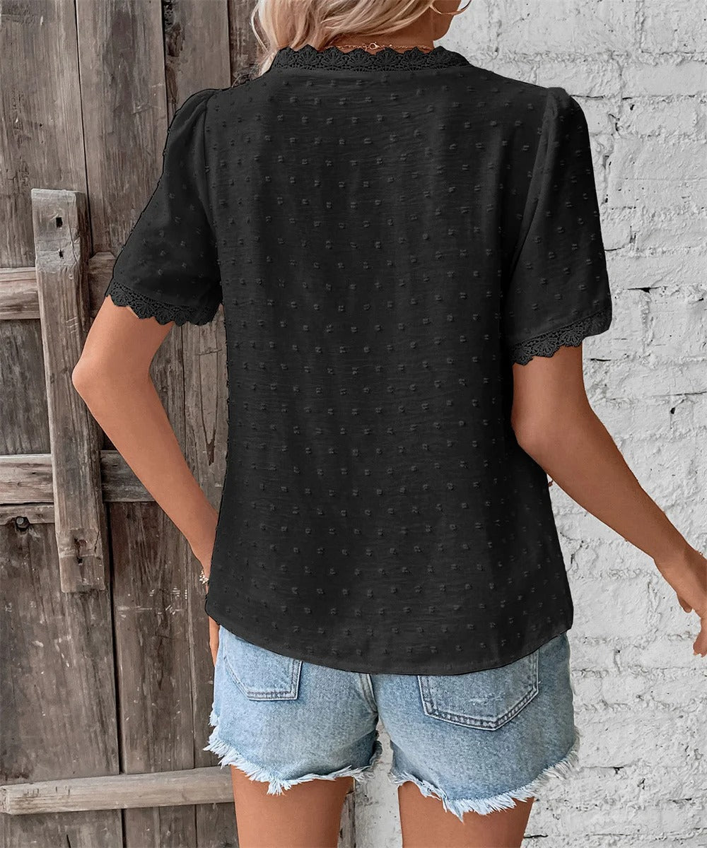 Maxine - Élégante Blouse d'Été à Col V