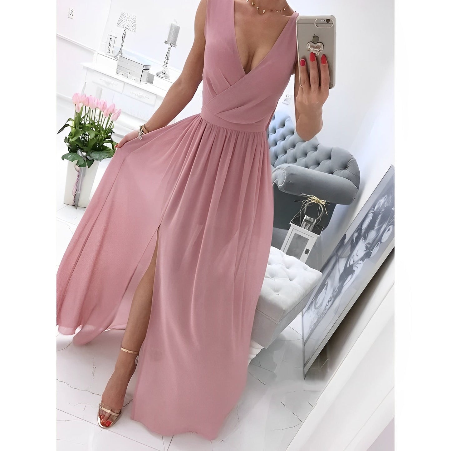 Robe en lin sans manches pour femme