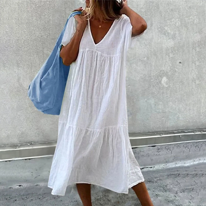 Deanna - Robe Casual Col V Polyvalente et Confortable