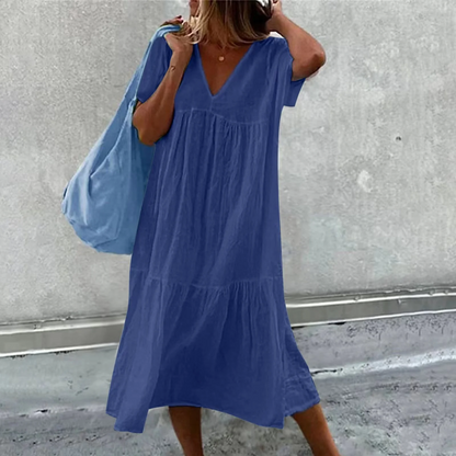 Deanna - Robe Casual Col V Polyvalente et Confortable