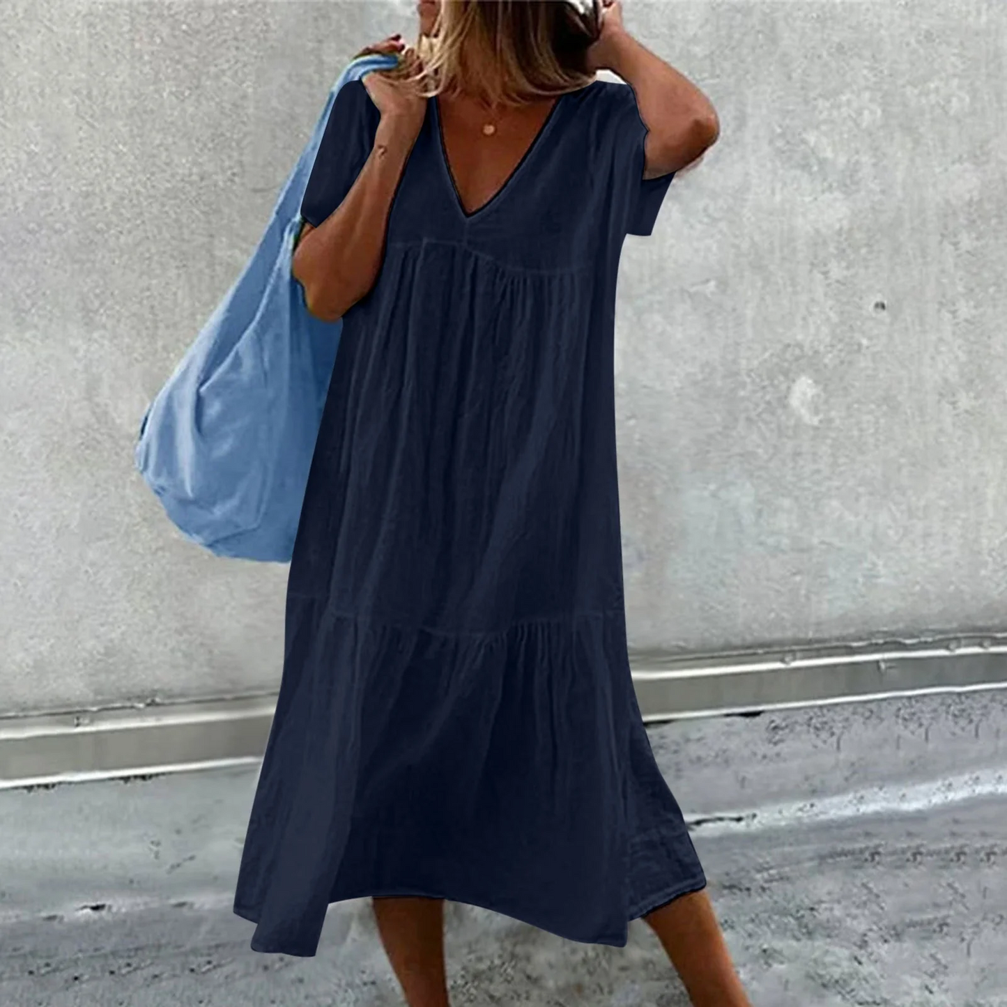 Deanna - Robe Casual Col V Polyvalente et Confortable