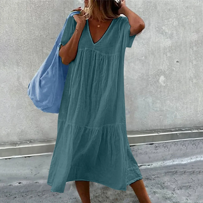 Deanna - Robe Casual Col V Polyvalente et Confortable