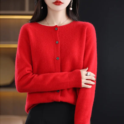 Rhea | Cardigan en Laine Mérinos Léger pour Femmes | Classique de Tous les Jours