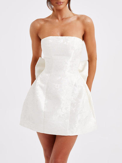 Robe Mini à Nœud Jacquard Amelia