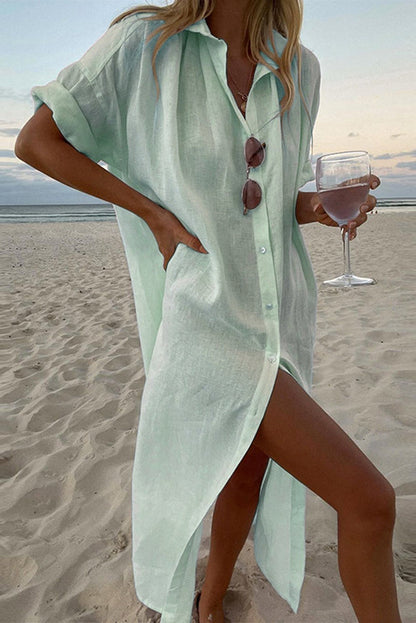 Gracey - Robe chemise décontractée au style de plage estivale