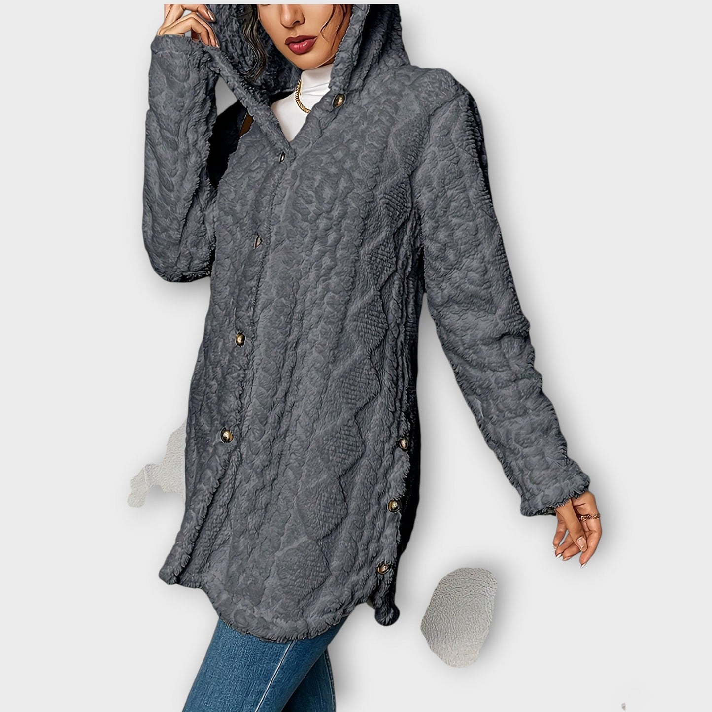 Veste d'Hiver avec Capuche Texturée et Confortable
