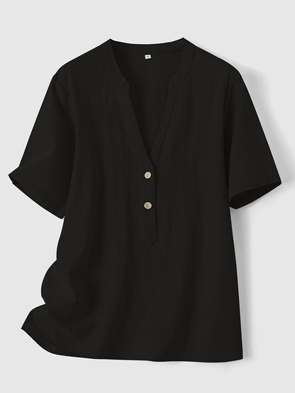 Sharron - Blouse Élégante à Col V avec Boutons