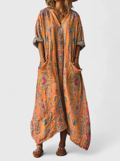 Althea – Robe Bohème Brodée à Coupe Fluide