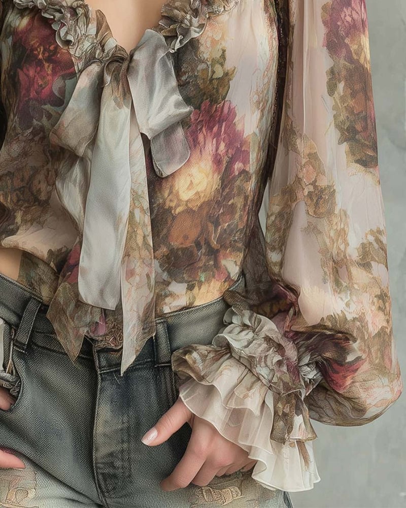 SAVANNAH – BLOUSE ROMANTIQUE AVEC NŒUDS À L'AVANT