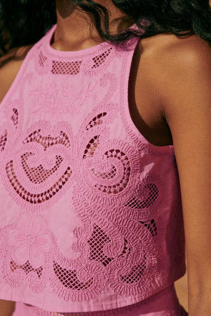 Romy | Ensemble en Dentelle Rose Moise