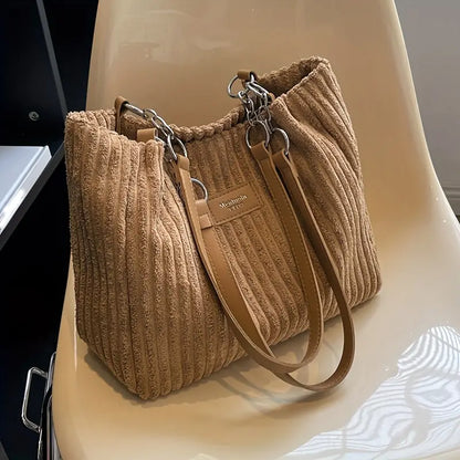 Onyx - Sac à Bandoulière en Velours Côtelé de Grande Capacité