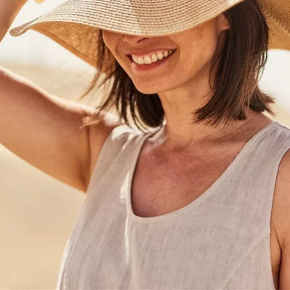 Gillian – Robe Classique Sans Manches en Lin et Coton