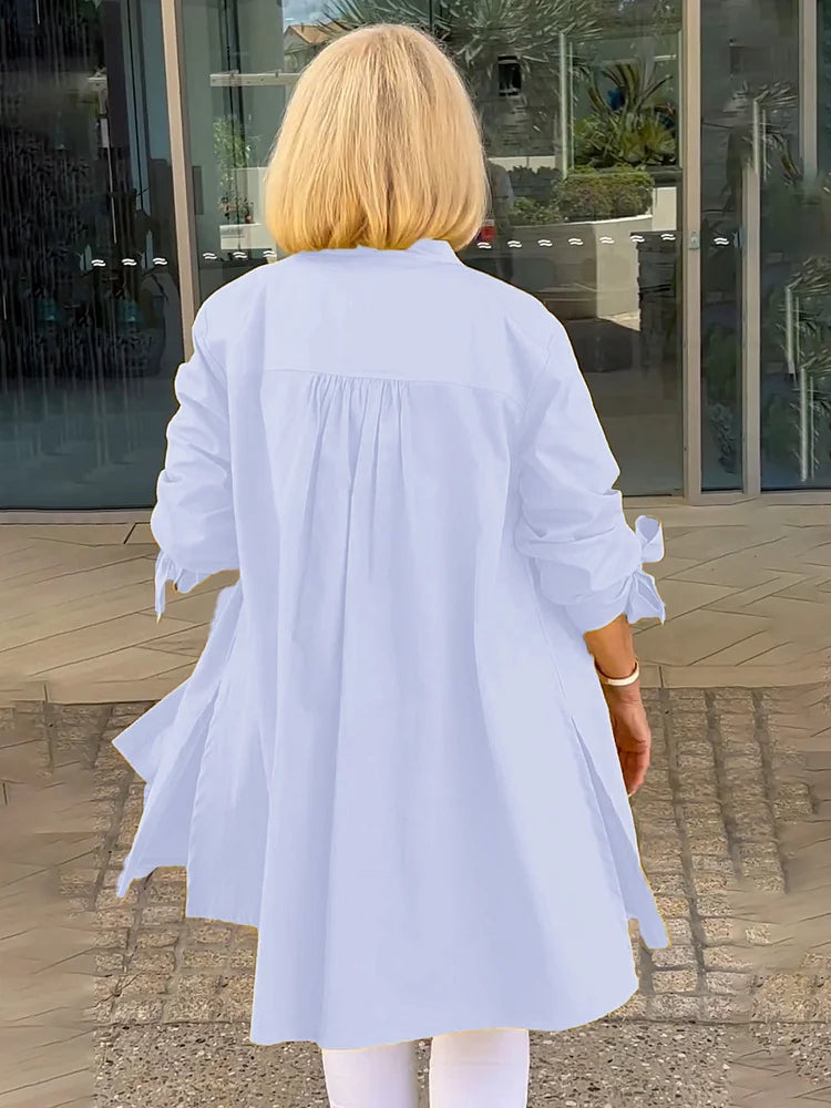 Elliora - Veste Chemise en Coton avec Dos Froncé
