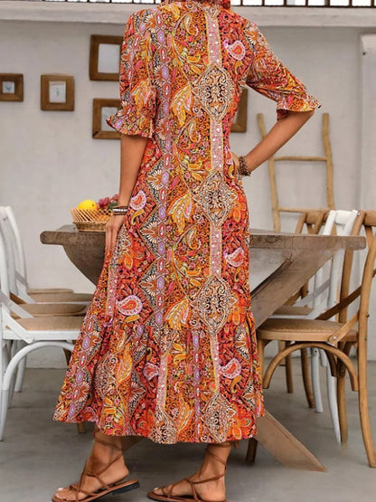 Mevelyn - Robe Bohémienne en Paisley avec Franges
