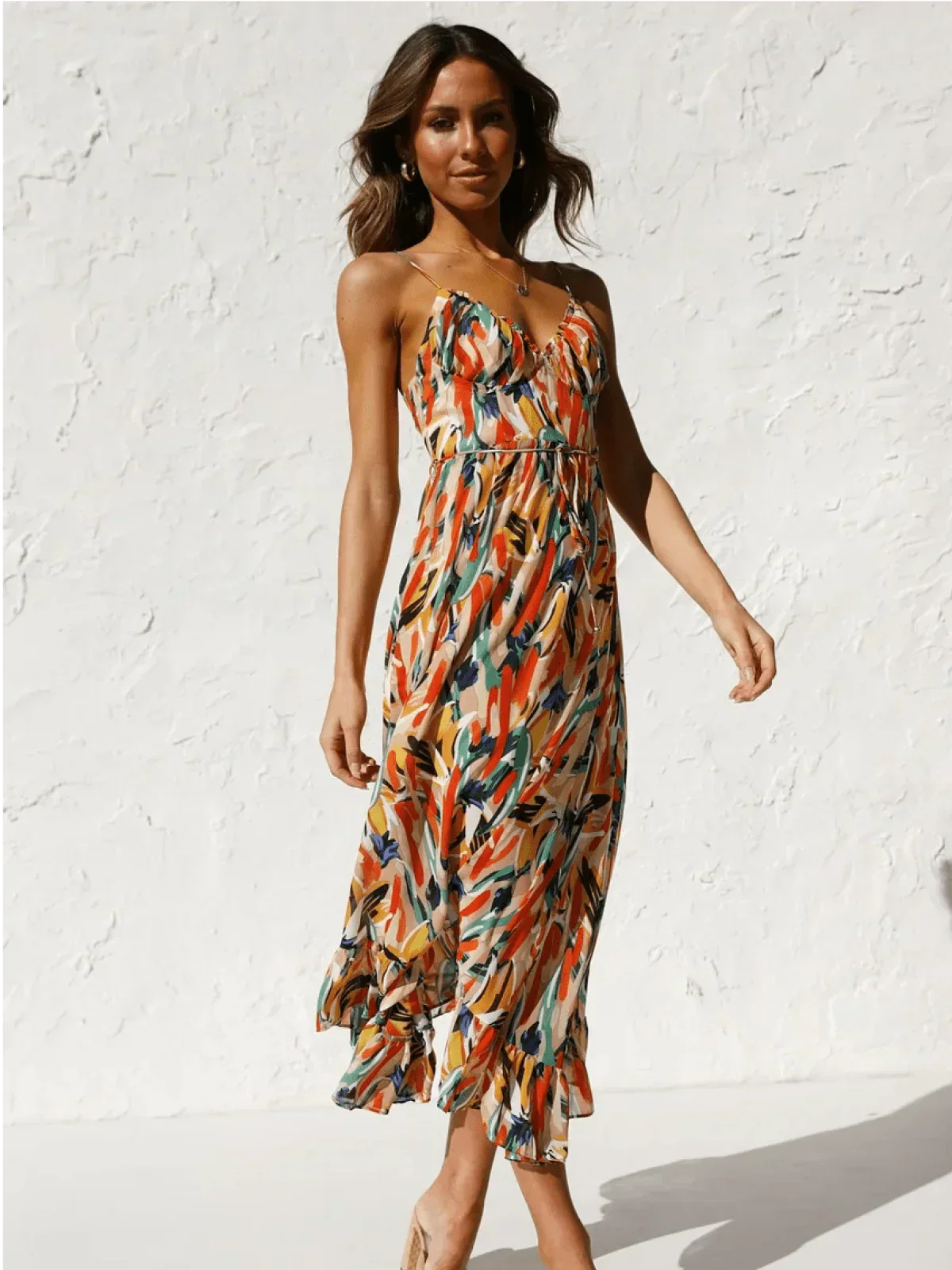 Chiara - Robe Midi Colorée Femme | Élégance Estivale