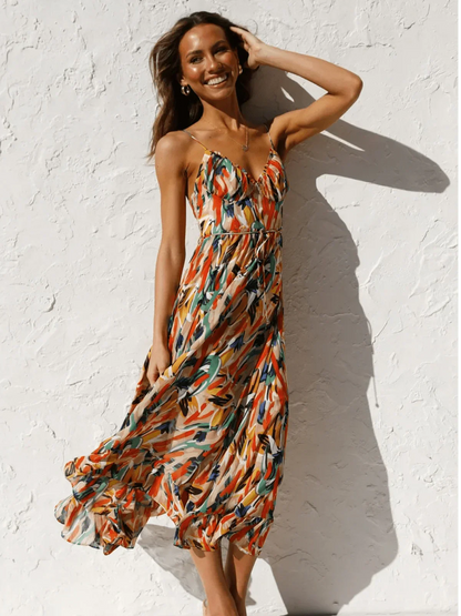 Chiara - Robe Midi Colorée Femme | Élégance Estivale