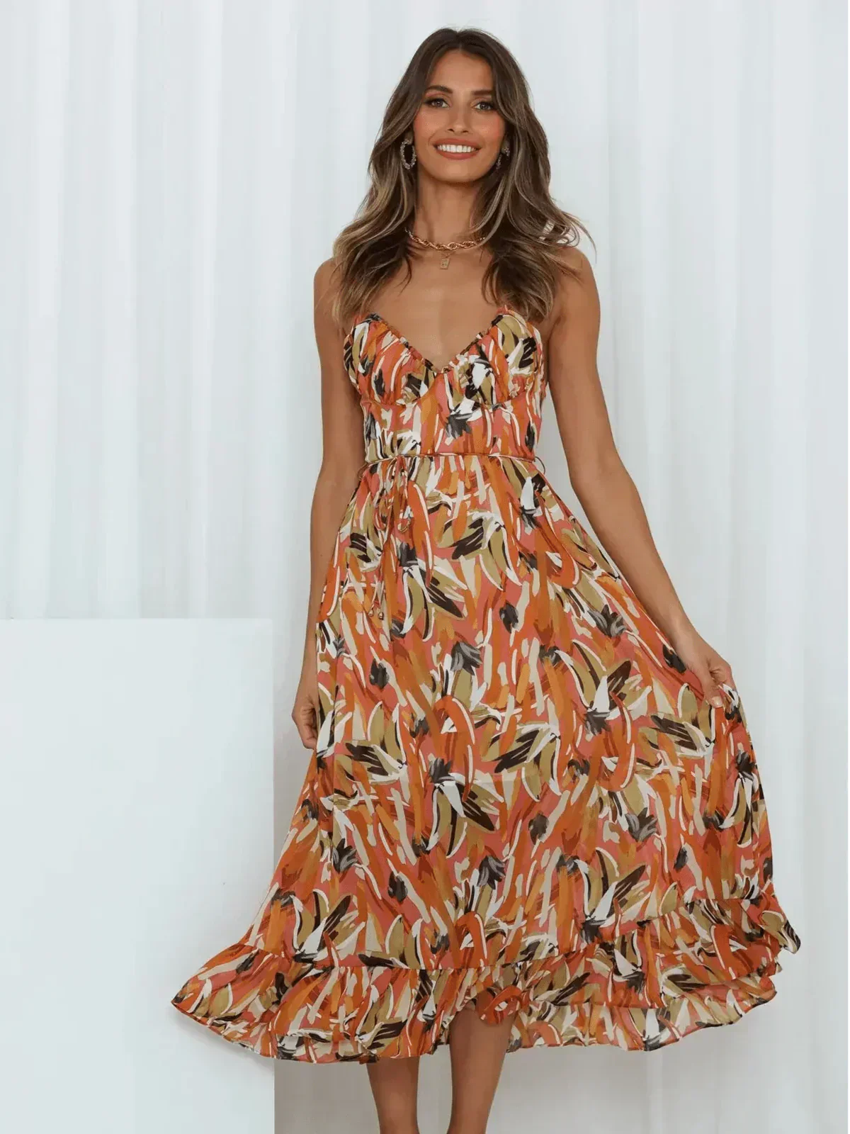 Chiara - Robe Midi Colorée Femme | Élégance Estivale