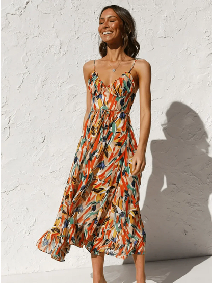 Chiara - Robe Midi Colorée Femme | Élégance Estivale