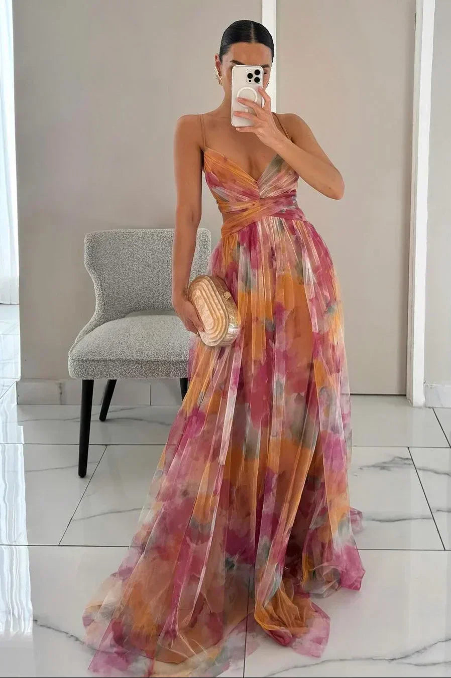 Brienne - Robe Maxi Femme, Élégante & Stratifiée