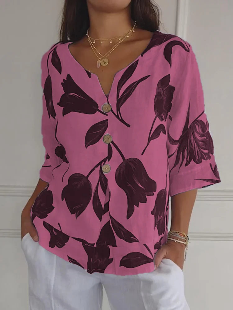 Sanne™ | Blouse à Boutons Florale