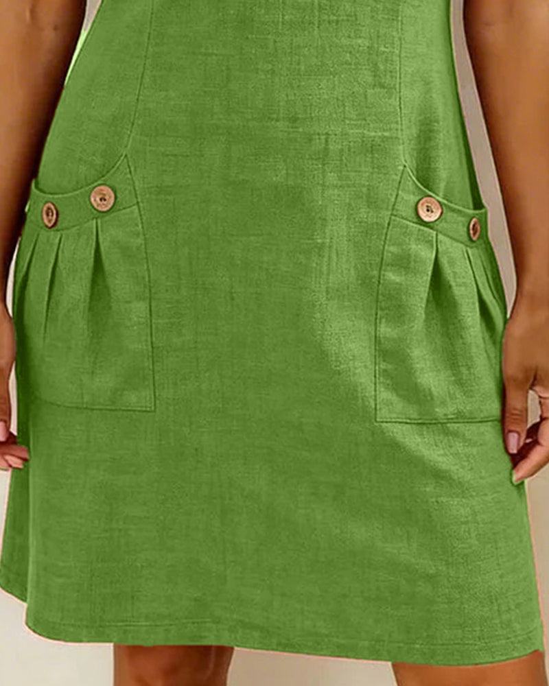 Robe Courte en Lin et Coton avec Fermeture Éclair - Coupe A-Line Élégante