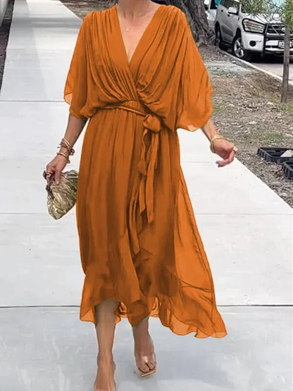 Loisa - Robe en Chiffon Élégante avec Décolleté en V