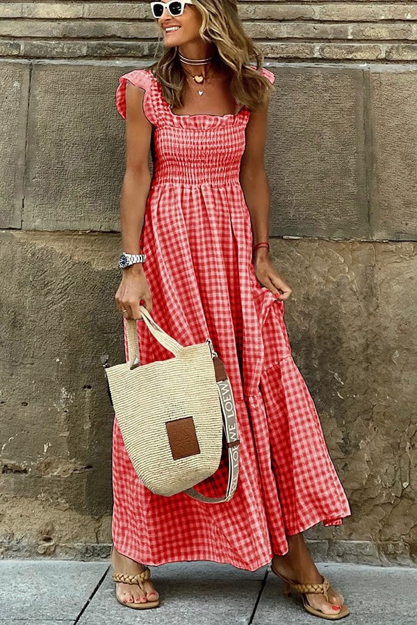 Lily™ - Élégante Robe Maxi à Carreaux