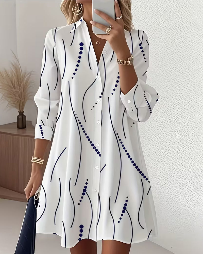 Robe Chemise à Col Ondulé
