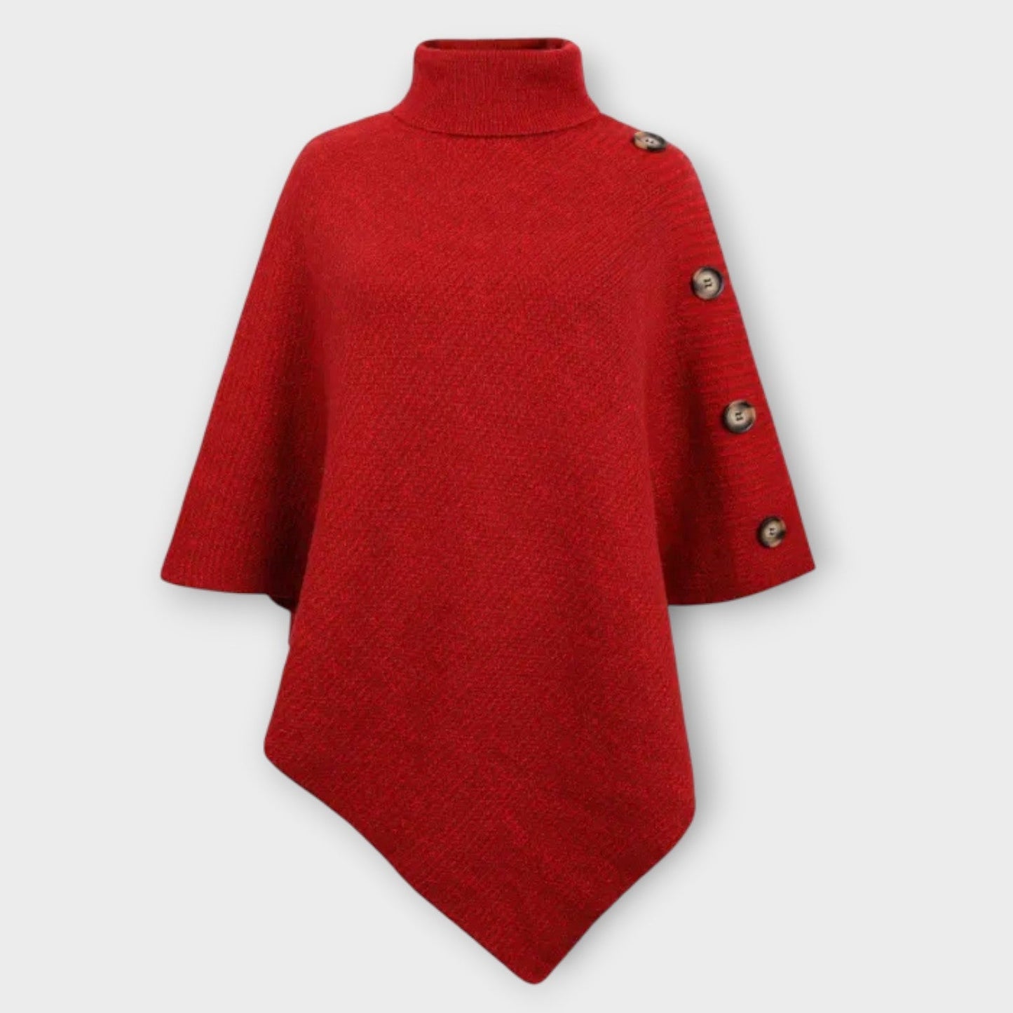 Poncho en Maille Douce avec Détails Boutonnés